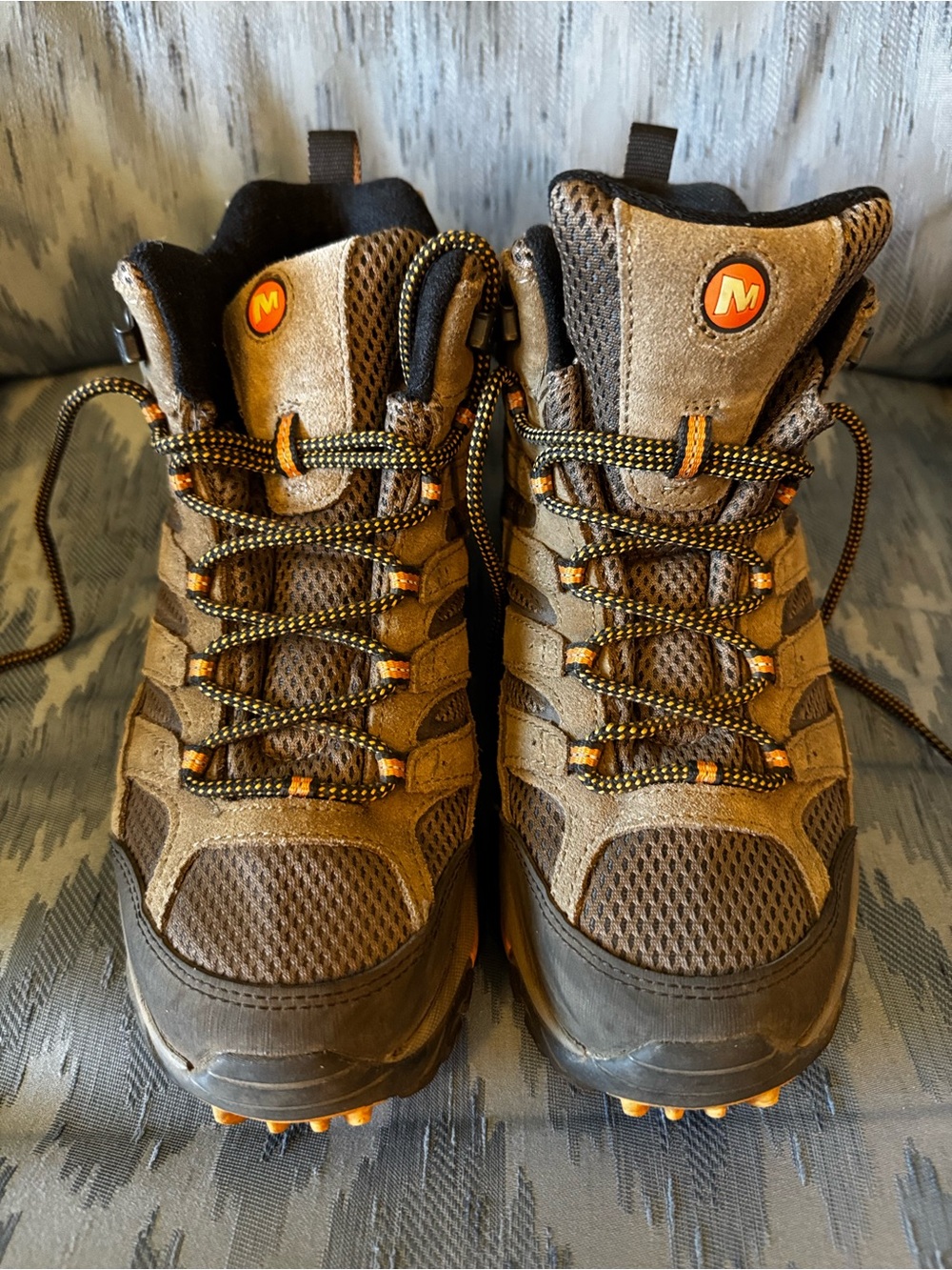 Merrell Brown Hiking Boots with Orange Accents
